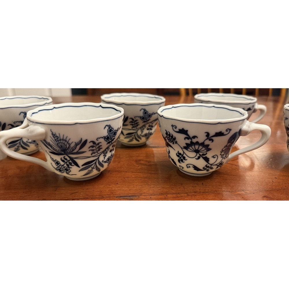 Set of 6 Vintage Blue Danube Blue Onion Tea Cups Japan Banner Mark 1951-1976